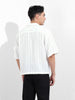 Men's White Boxy Fit Striped Casual Shirt