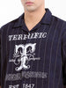 Men's Navy Blue Boxy Fit Striped Casual Shirt