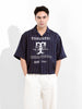 Men's Navy Blue Boxy Fit Striped Casual Shirt