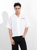 Men's White Boxy Fit Striped Casual Shirt