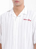 Men's White Boxy Fit Striped Casual Shirt