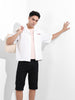 Men's White Boxy Fit Striped Casual Shirt