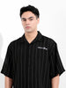 Men's Black Boxy Fit Striped Casual Shirt