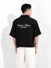 Men's Black Boxy Fit Striped Casual Shirt