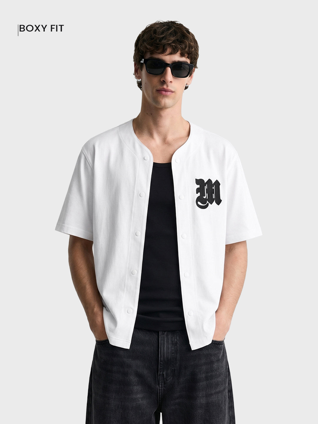 Men's White Boxy Fit Printed Street Wear Shirt