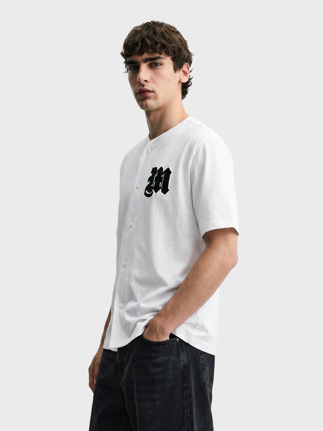 Men's White Boxy Fit Printed Street Wear Shirt