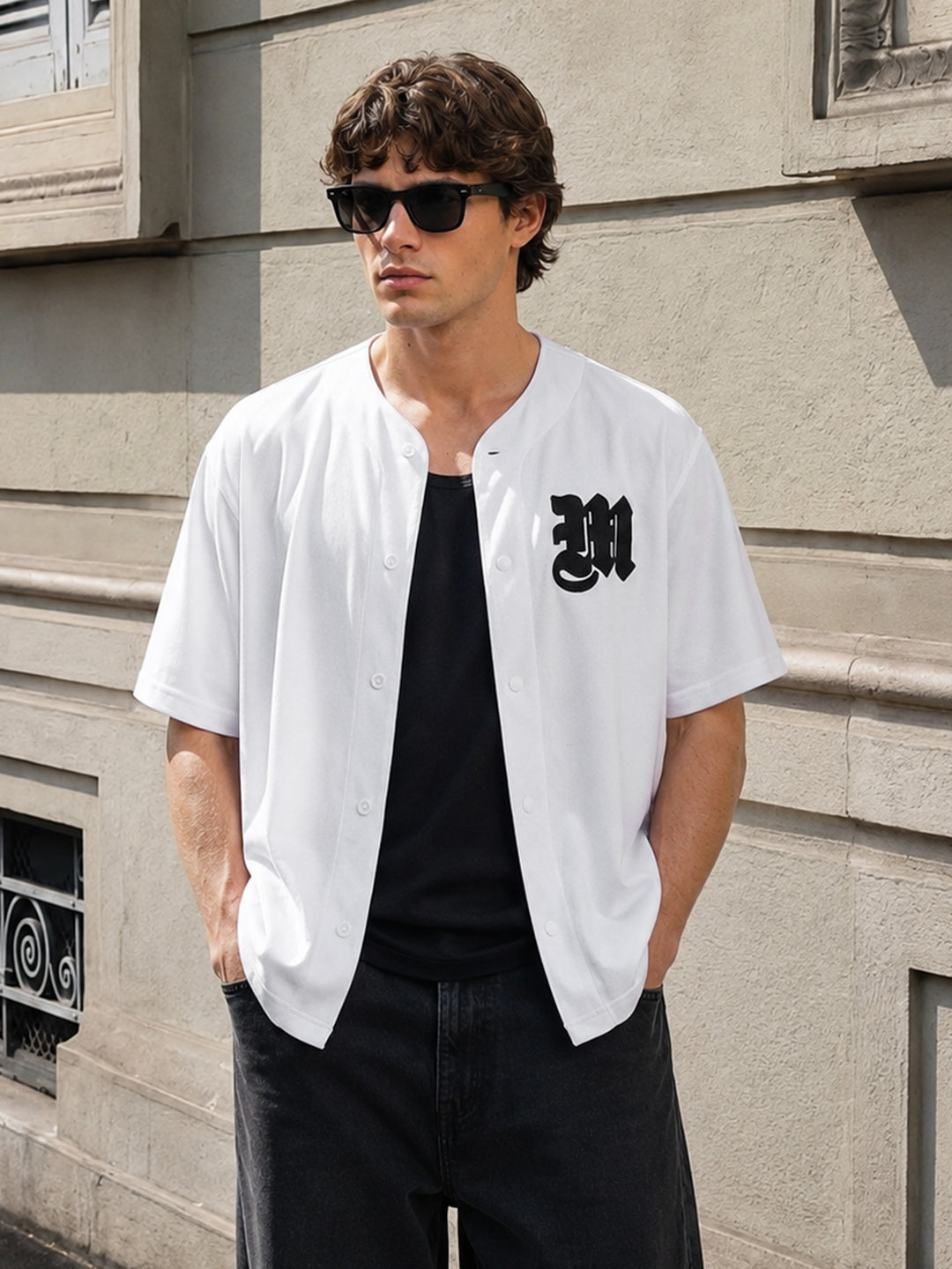 Men's White Boxy Fit Printed Street Wear Shirt
