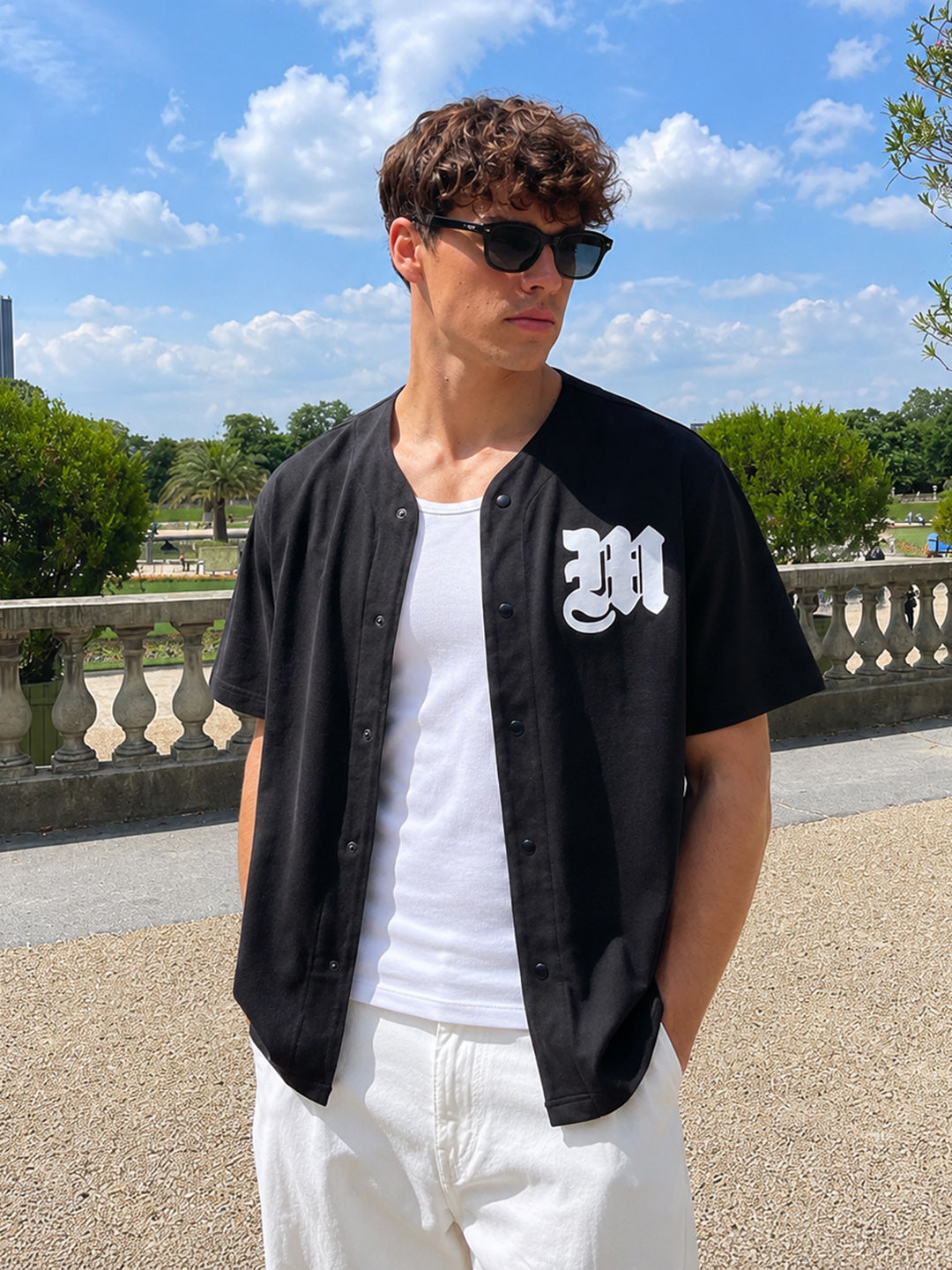Men's Black Boxy Fit Printed Street Wear Shirt