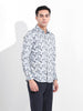 Men's White Slim Fit Printed Party Wear Shirt