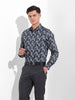Men's Black Slim Fit Printed Party Wear Shirt