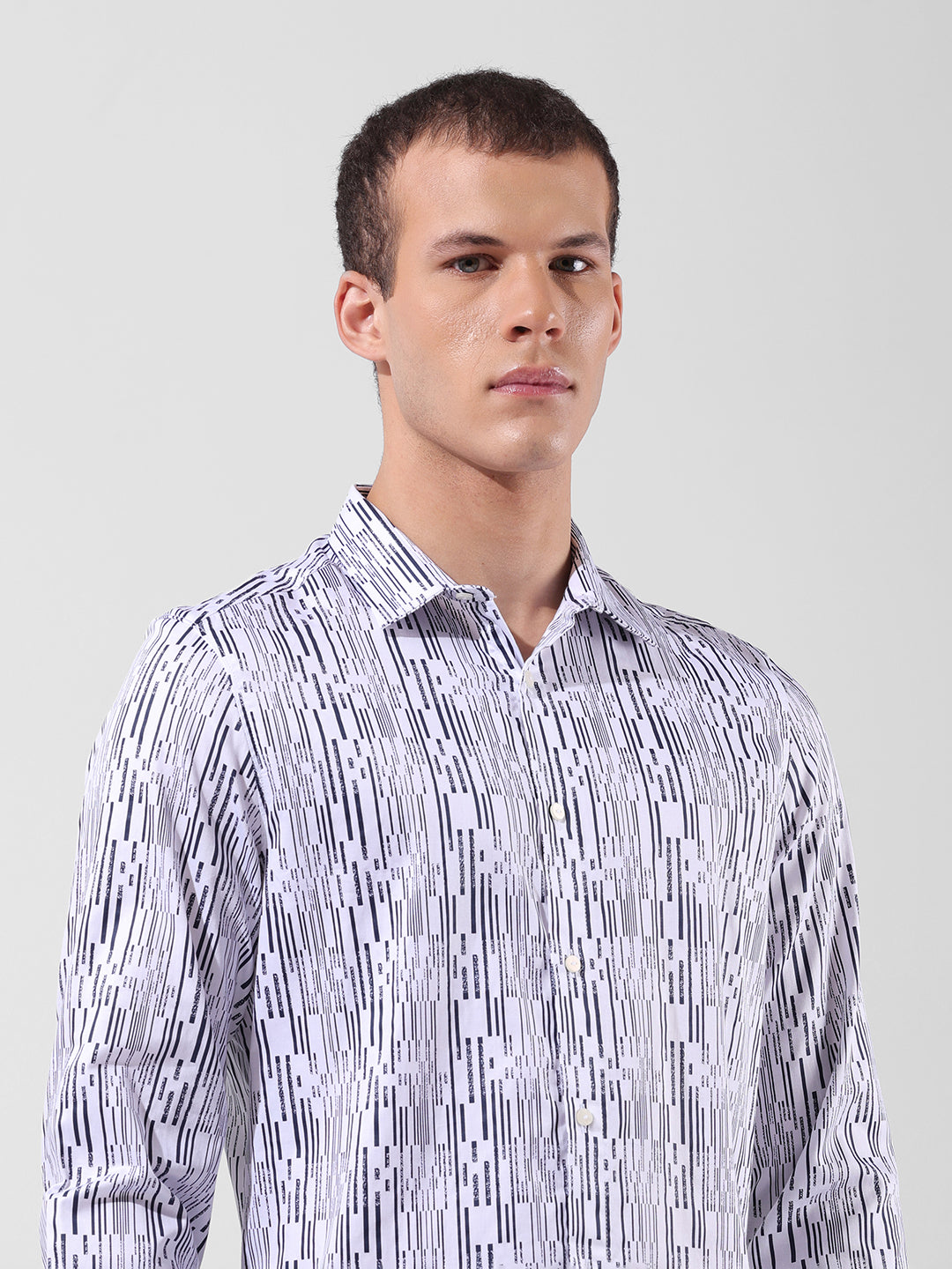 Men's White Slim Fit Printed Party Wear Shirt