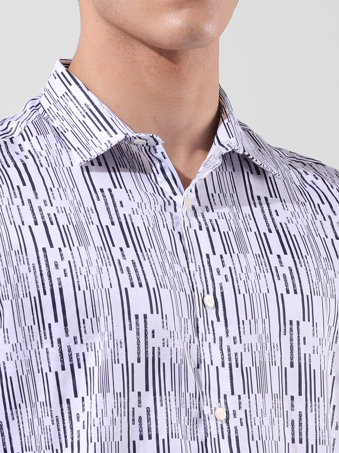 Men's White Slim Fit Printed Party Wear Shirt