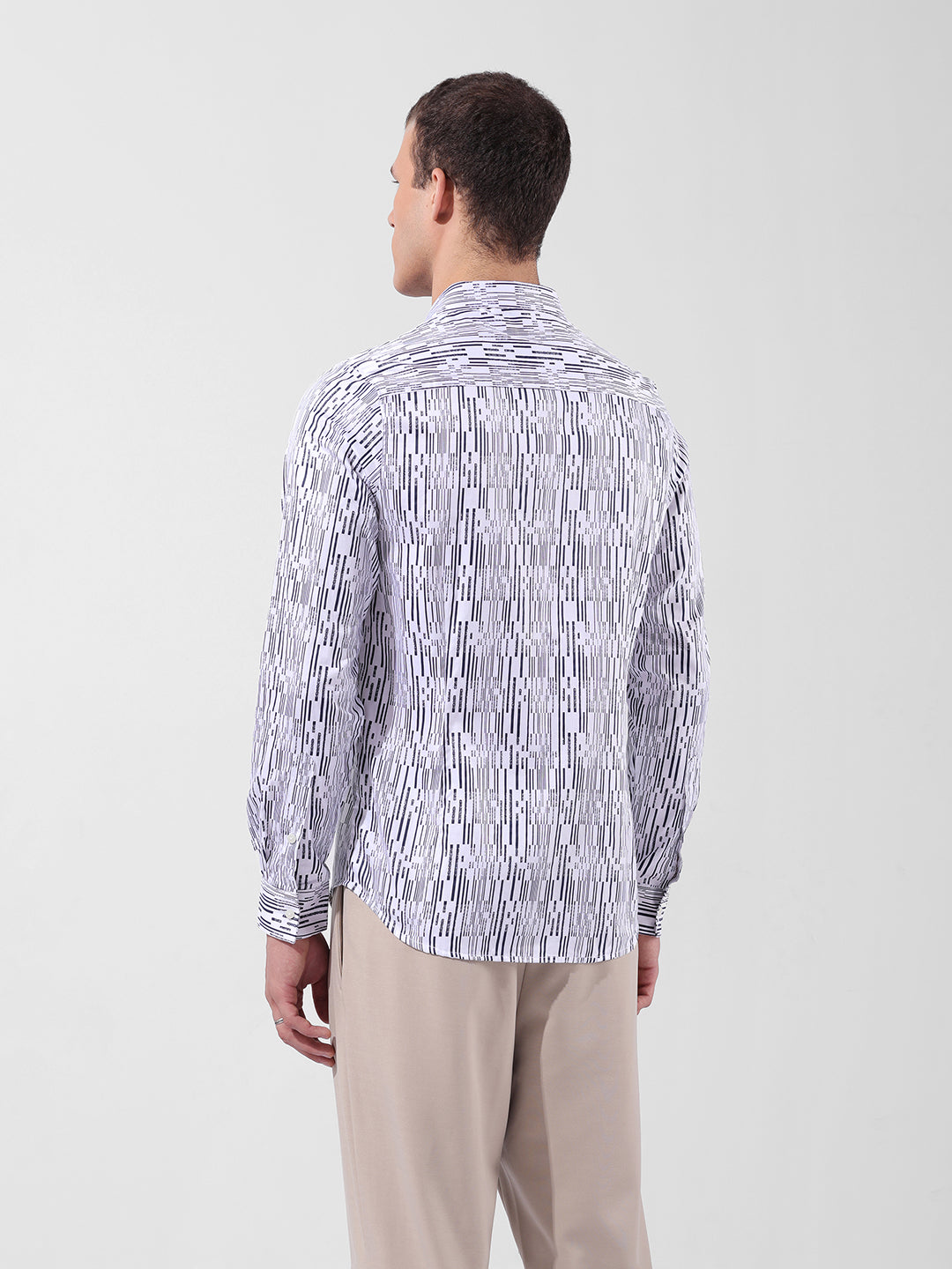 Men's White Slim Fit Printed Party Wear Shirt
