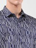 Men's Navy Blue Slim Fit Printed Party Wear Shirt