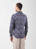 Men's Navy Blue Slim Fit Printed Party Wear Shirt