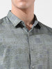 Men's Green Slim Fit Printed Party Wear Shirt