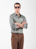 Men's Olive Slim Fit Printed Party Wear Shirt
