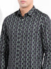 Men's Black Slim Fit Printed Party Wear Shirt