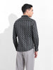 Men's Black Slim Fit Printed Party Wear Shirt