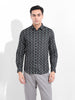 Men's Black Slim Fit Printed Party Wear Shirt
