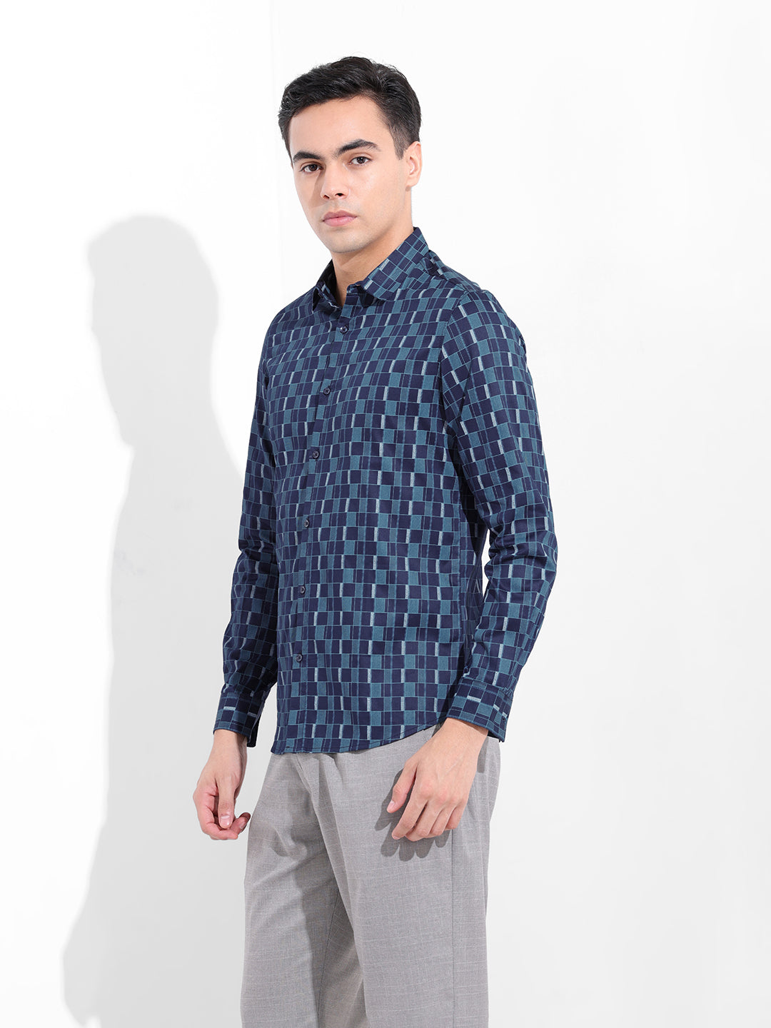 Men's Blue Slim Fit Party Wear Shirt