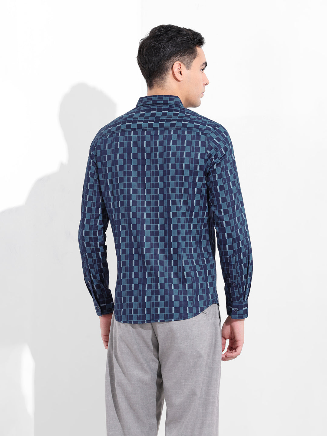 Men's Blue Slim Fit Party Wear Shirt