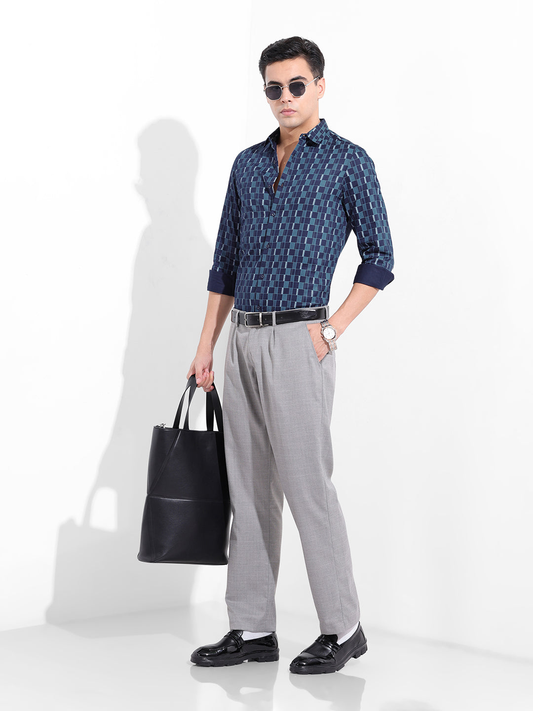 Men's Blue Slim Fit Party Wear Shirt