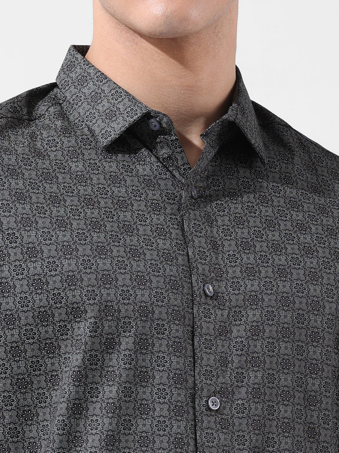 Men's Brown Slim Fit Printed Party Wear Shirt