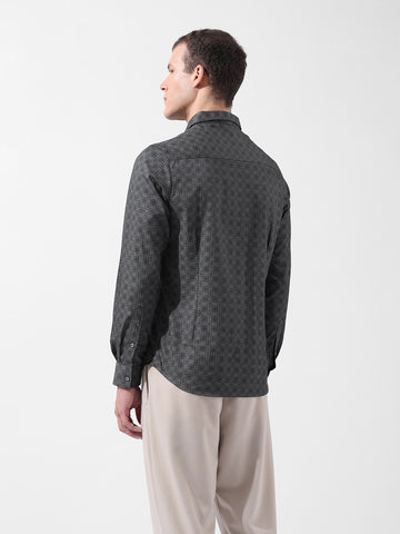 Men's Brown Slim Fit Printed Party Wear Shirt