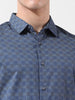 Men's Blue Slim Fit Printed Party Wear Shirt
