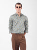 Men's Olive Slim Fit Printed Party Wear Shirt