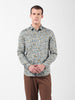 Men's Olive Slim Fit Printed Party Wear Shirt
