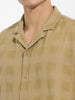 Men's Khaki Relaxed Fit Textured Resort Shirt