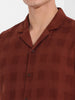 Men's Camel Relaxed Fit Textured Resort Shirt