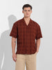 Men's Camel Relaxed Fit Textured Resort Shirt
