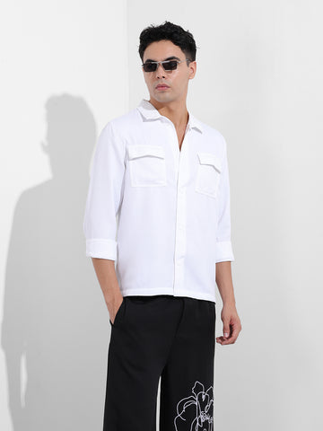 Men's White Regular Fit Casual Shirt