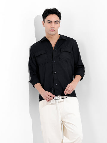 Men's Black Regular Fit Casual Shirt