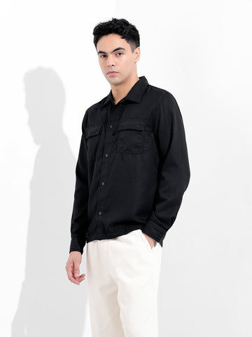 Men's Black Regular Fit Casual Shirt