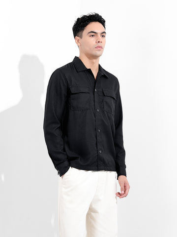 Men's Black Regular Fit Casual Shirt