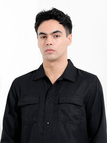 Men's Black Regular Fit Casual Shirt