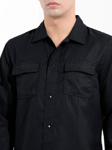 Men's Black Regular Fit Casual Shirt