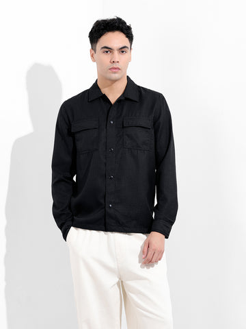 Men's Black Regular Fit Casual Shirt