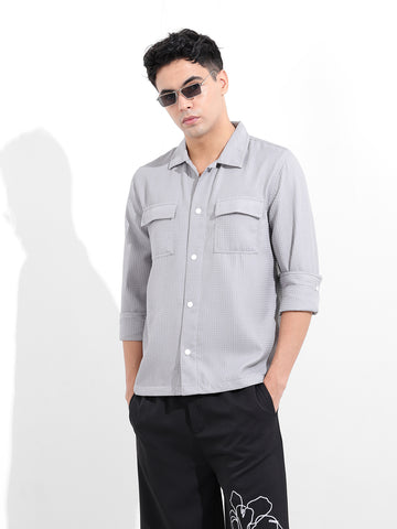 Men's Grey Regular Fit Casual Shirt