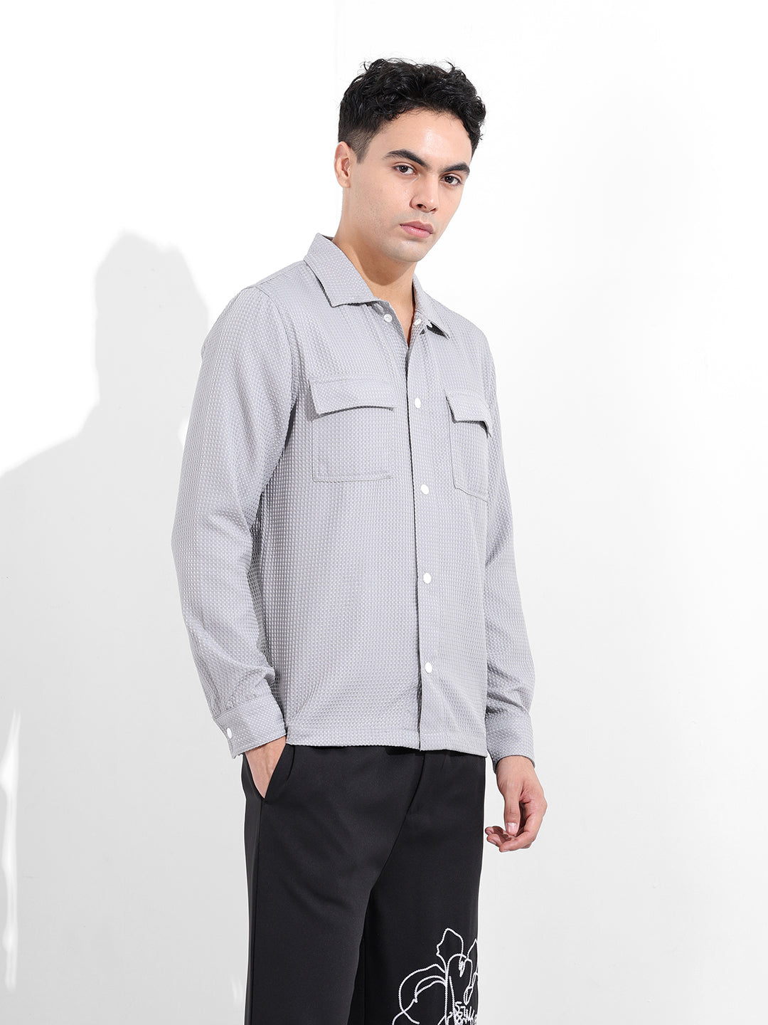 Men's Grey Regular Fit Casual Shirt