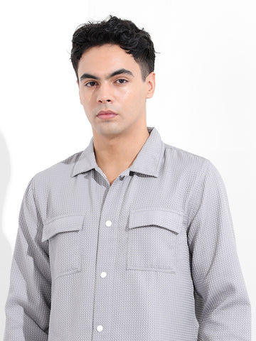 Men's Grey Regular Fit Casual Shirt