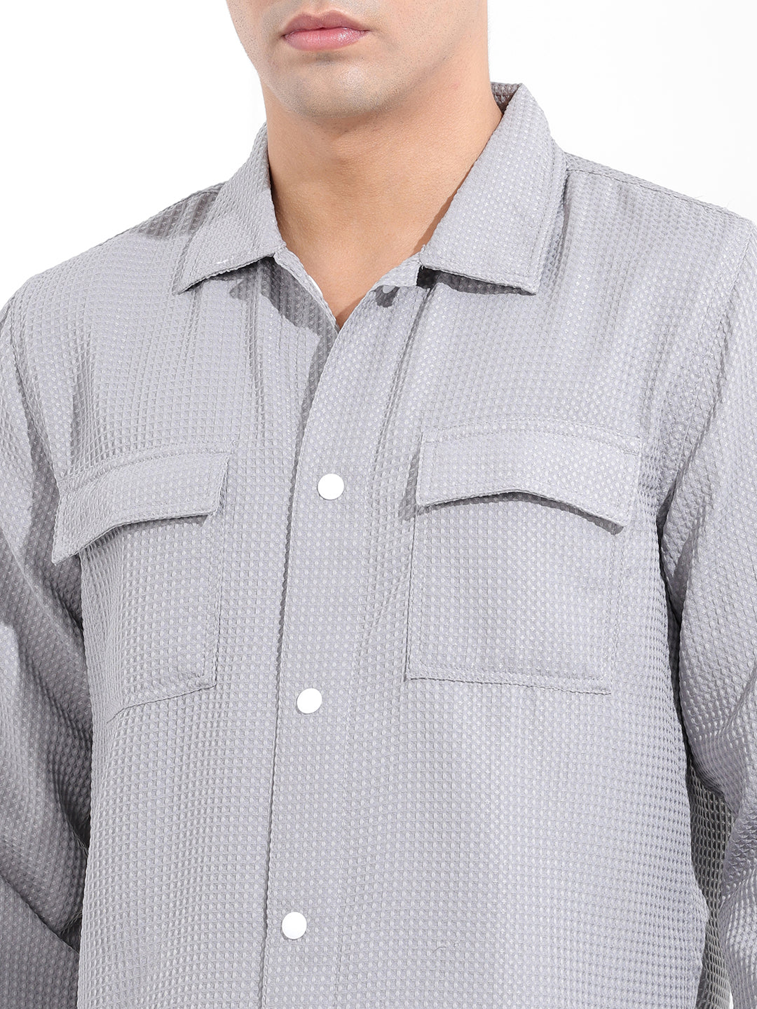 Men's Grey Regular Fit Casual Shirt