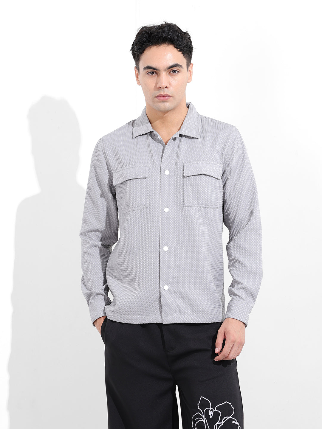 Men's Grey Regular Fit Casual Shirt