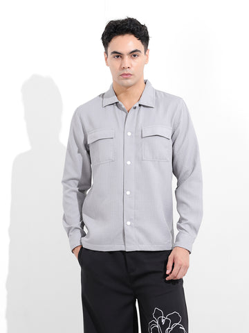 Men's Grey Regular Fit Casual Shirt
