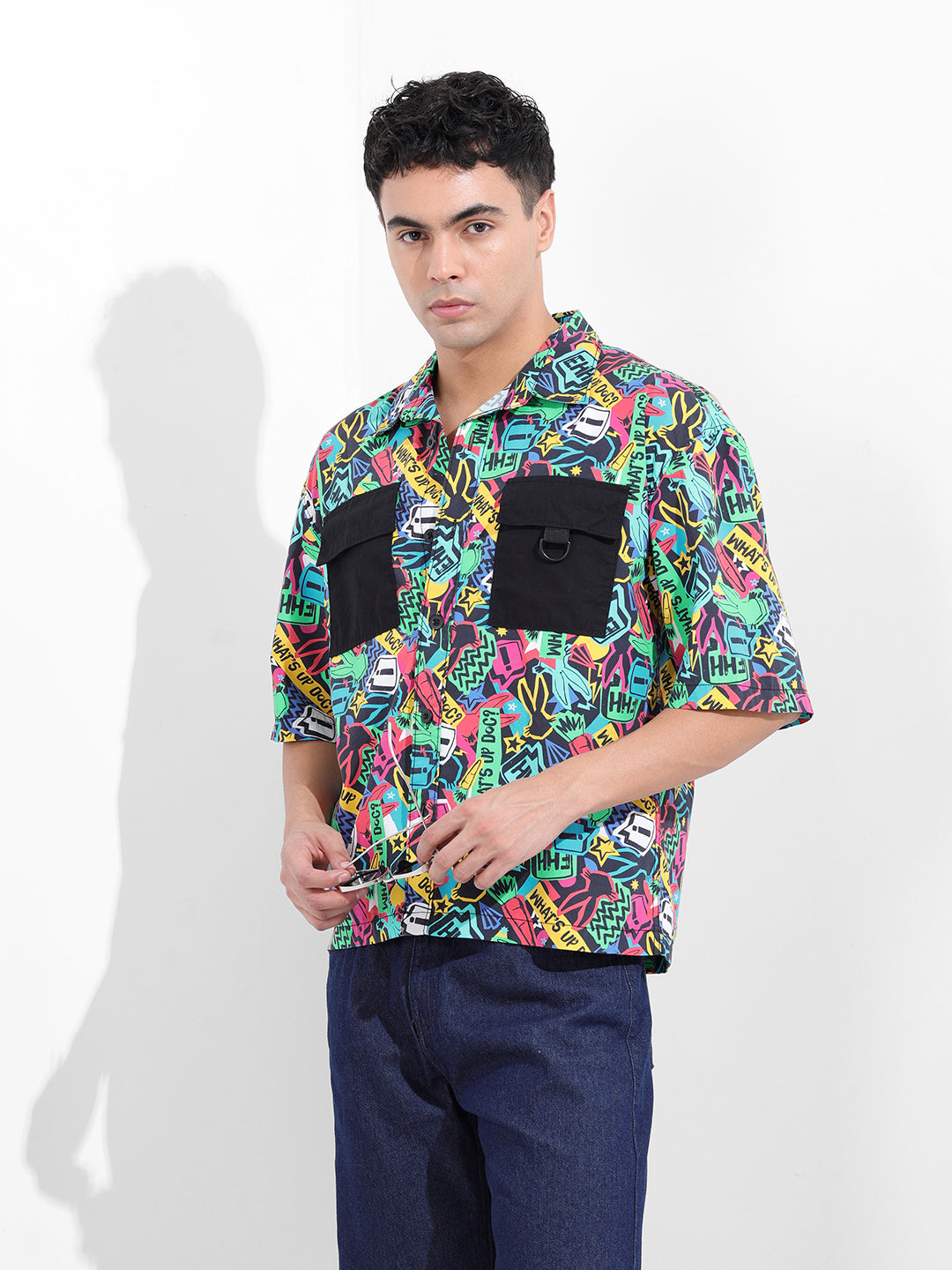 Men's Multicolor Boxy Fit Character Looney Tunes Shirt