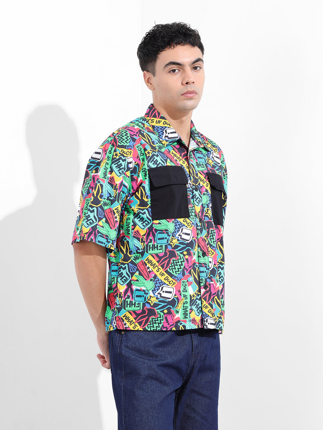 Men's Multicolor Boxy Fit Character Looney Tunes Shirt